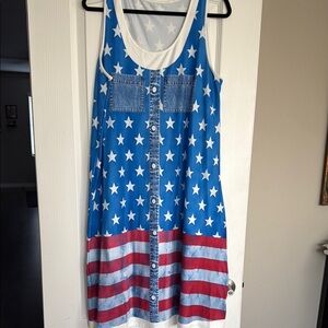 Blue and Red Star-Patterned Women's Dress